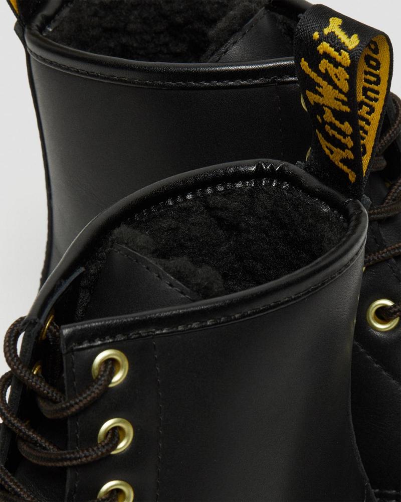 Dr Martens 1460 DM's Wintergrip Læder Arbejdsstøvler Dame Sort | DK 393PJJ